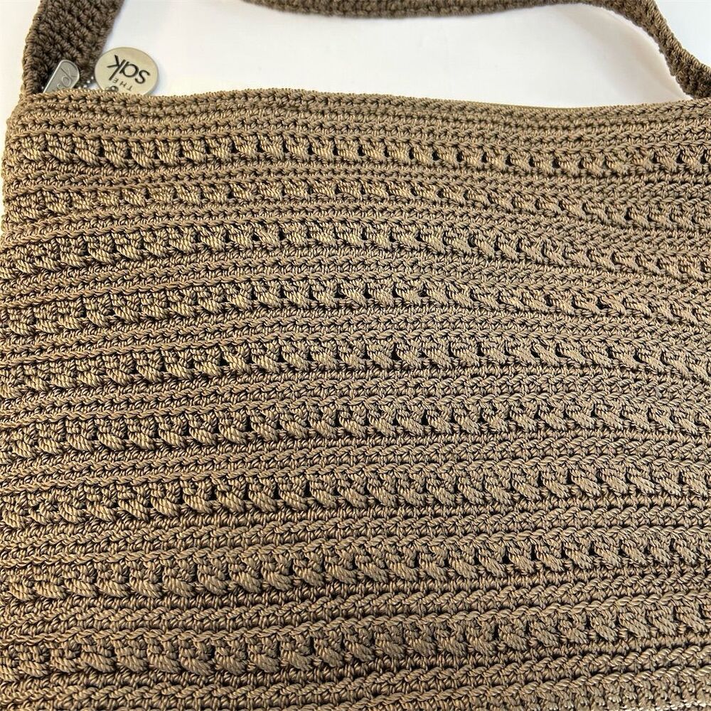 The Sak Women's Taupe Crochet Shoulder Bag with Interior Pocket NWT - Picture 2 of 9